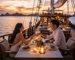 dinner romanntis diatas kapal phinisi mewah bersama- visit labuan bajo komodo