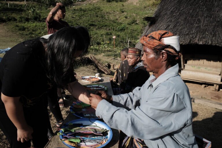 Visitors to Wae Rebo Traditional Village